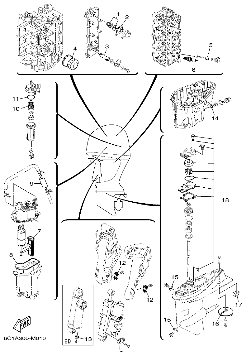 Yamaha F40H, F50H, F60F SCHEDULED SERVICE PARTS parts diagram